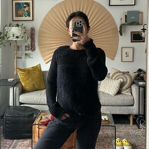 Helmut Lang Black and Navy Chunky Sweater